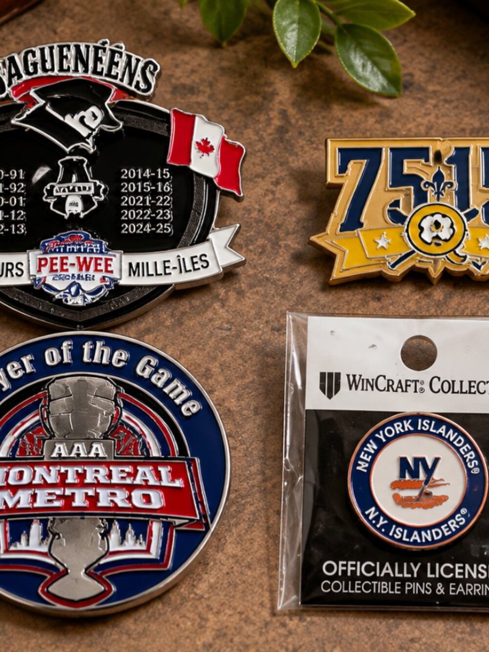 Hockey Collectible Pin Lot – Saguenéens, Montreal Metro, Islanders & 75th Annive